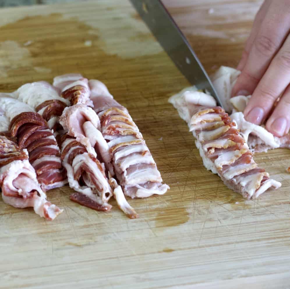 Grandma Cash's Baked Bean Casserole Recipe 8 Chopping Bacon