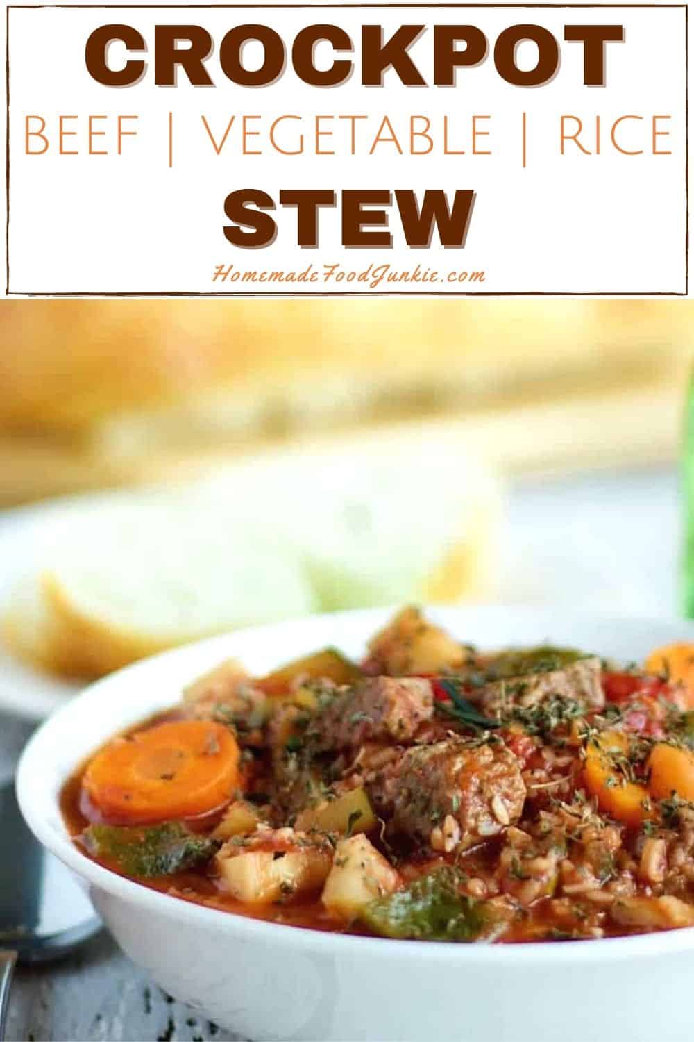 Crockpot Beef Vegetable Rice Stew-Pin Image