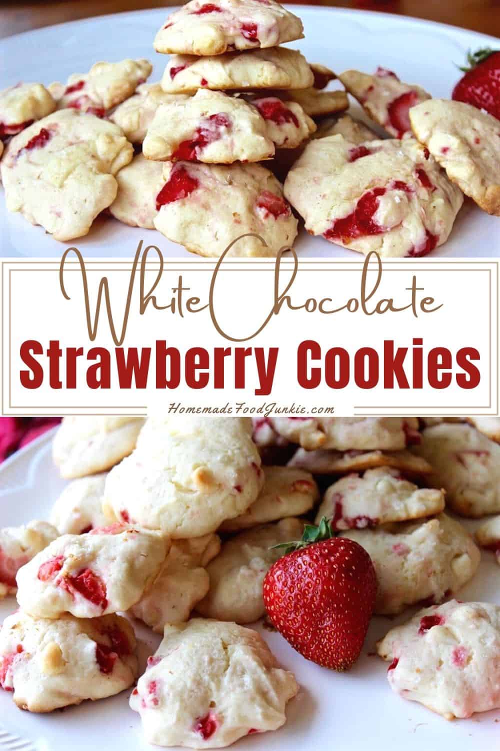 White chocolate strawberry cookies-pin image