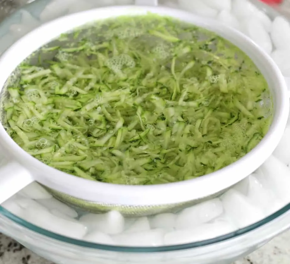 Cooling Blanched Zucchini