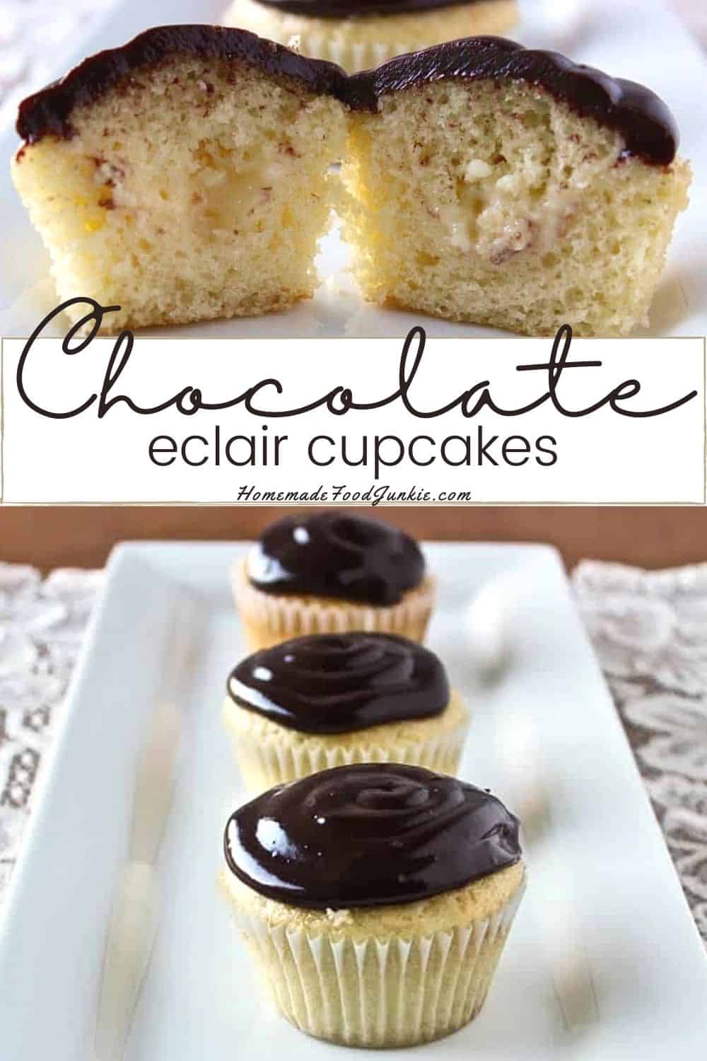 Chocolate Eclair Cupcakes-Pin Image