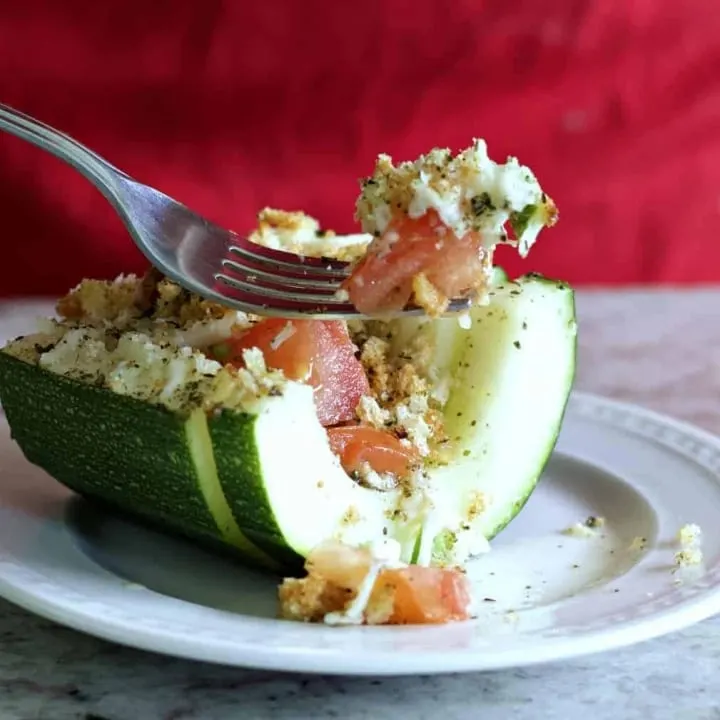 Italian stuffed zucchini boats vegetarian recipe