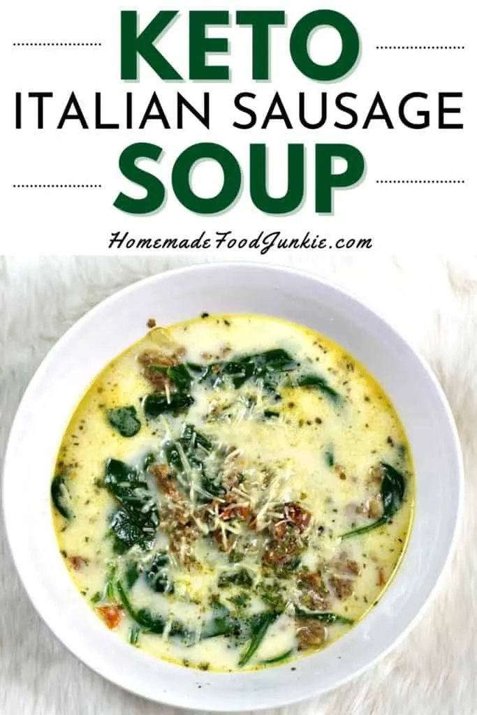 Instant Pot Lentil Soup Recipe 3 Keto Italian Sausage Soup-Pin Image