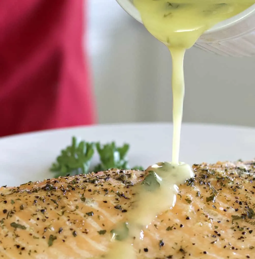 Lemon Butter Sauce Over Baked Salmon