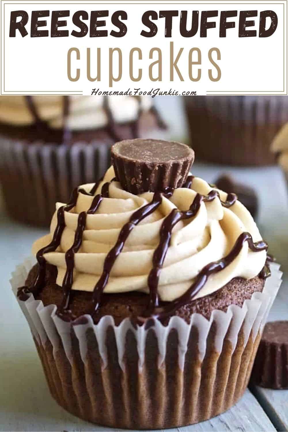 Reeses Stuffed Cupcakes-Pin Image