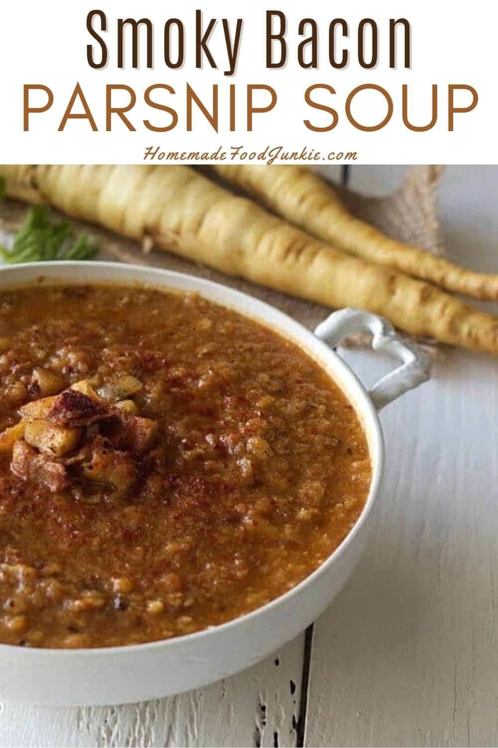 Smoky bacon and parsnip soup-pin image