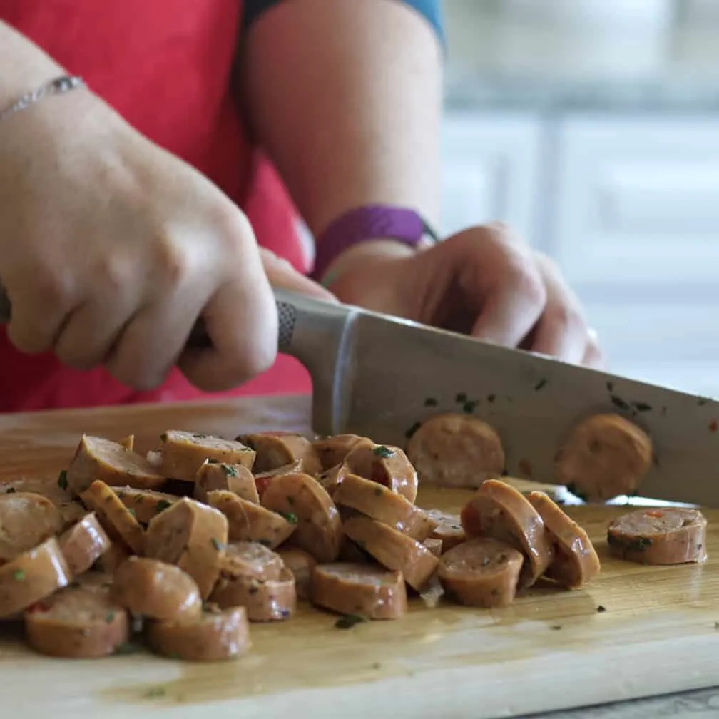 Instant Pot Lentil Soup Recipe 9 Slicing Chicken Sausage