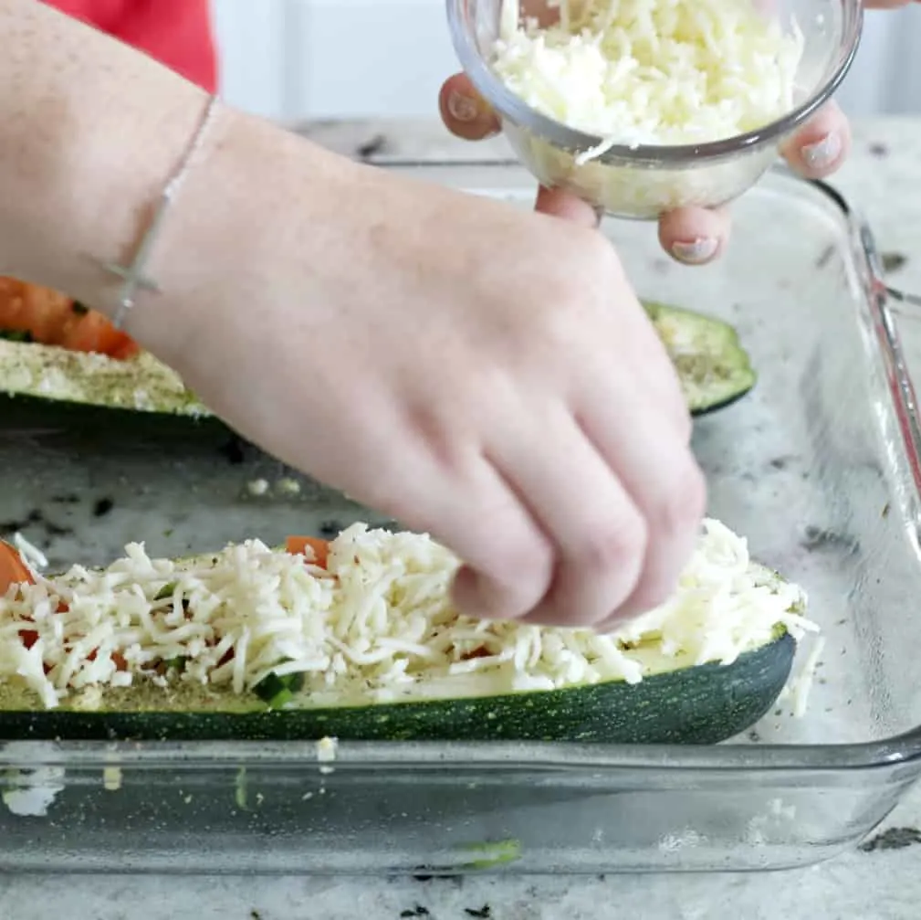 Layering Cheese-Zucchini Boats