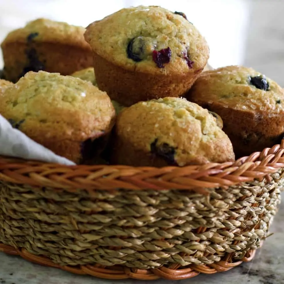 Banana Blueberry Muffins In Basket