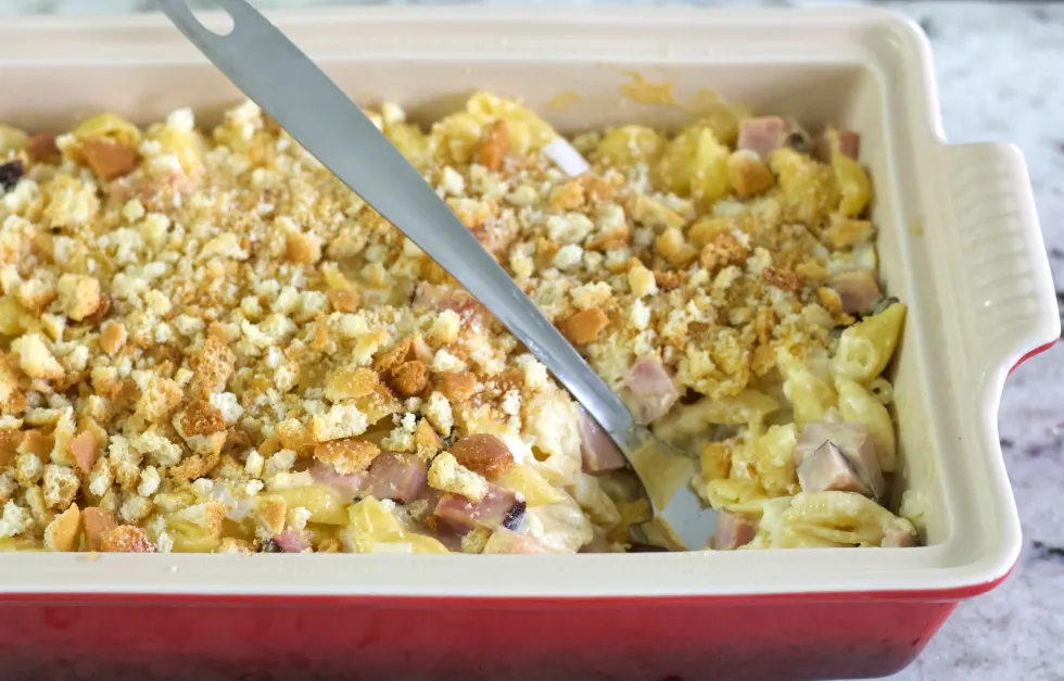 Mac And Cheese Ham Casserole 5 Scooped Out Ham Pasta Casserole