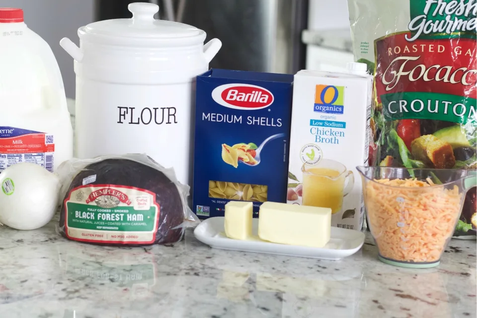 Ingredients For Ham Casserole With Mac And Cheese