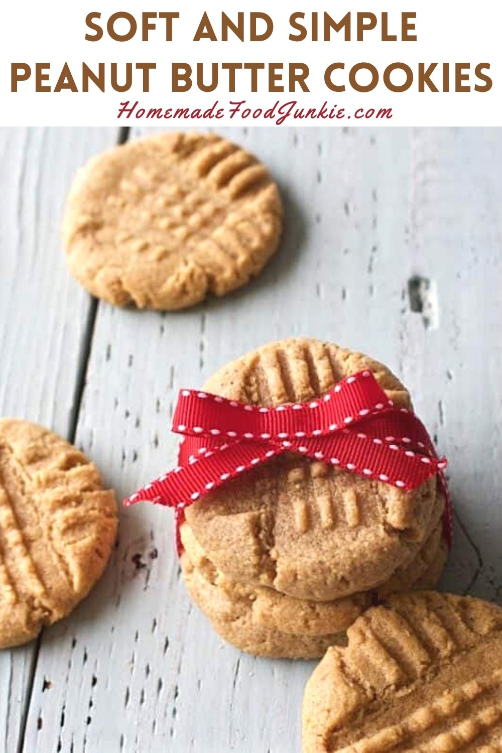 Soft and simple peanut butter cookies-pin image