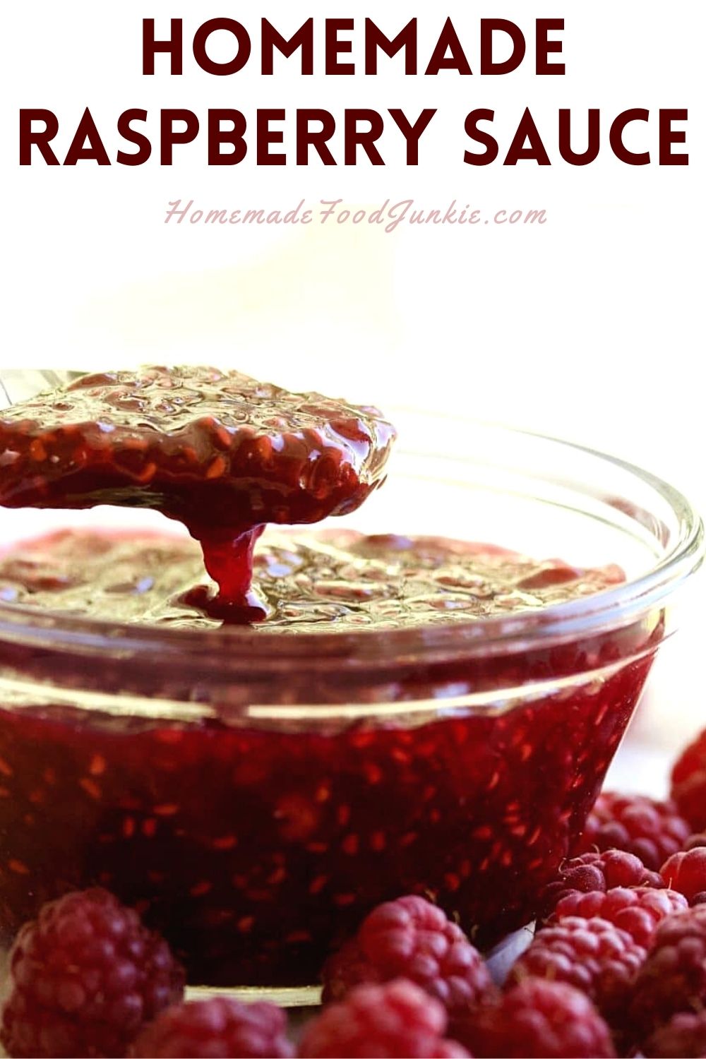 Homemade raspberry sauce-pin image