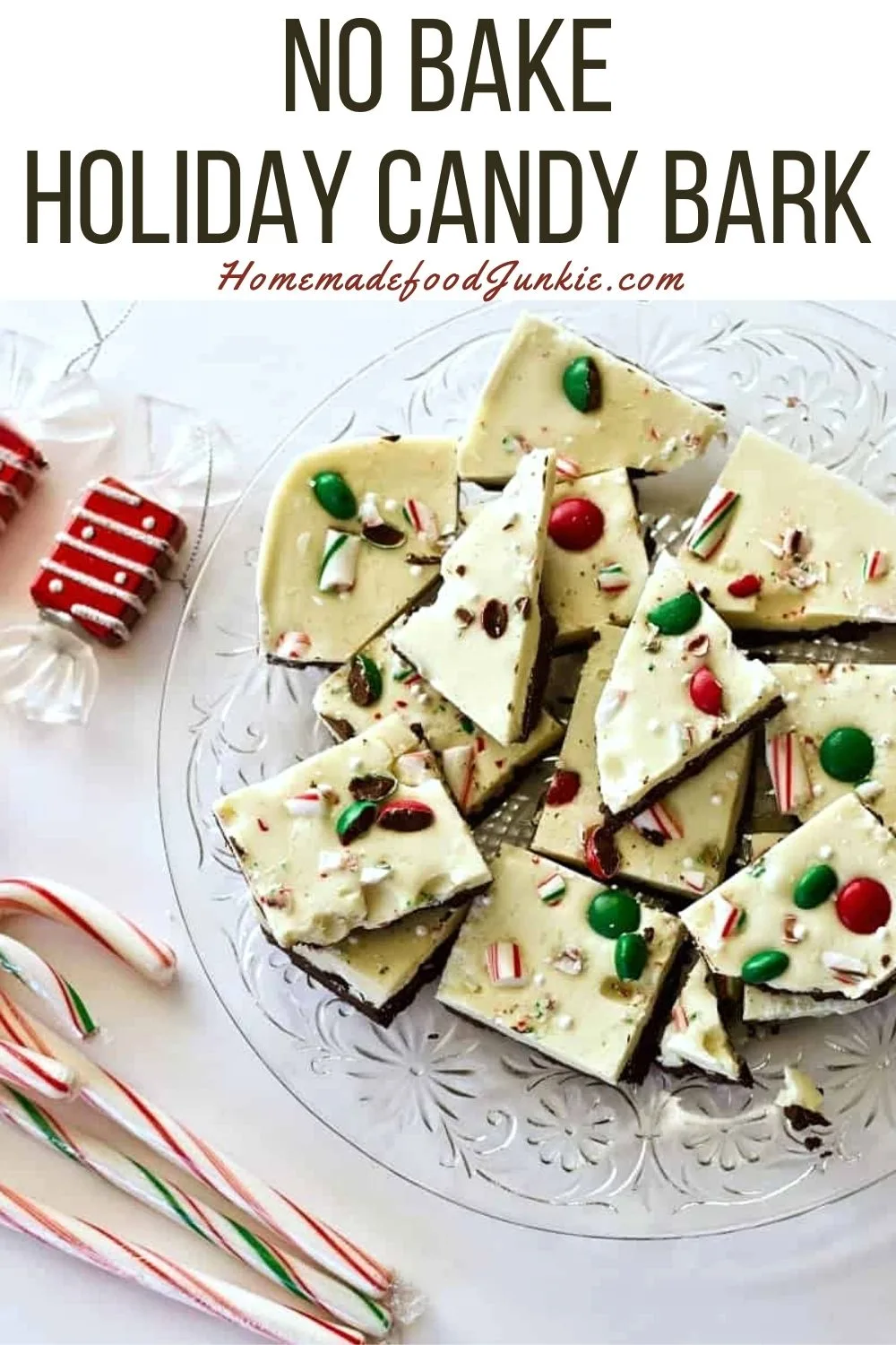 No Bake Holiday Candy Bark-Pin Image