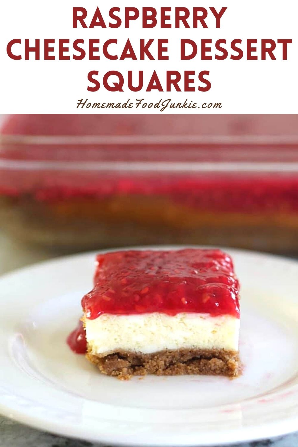 Raspberry cheesecake dessert squares-pin image