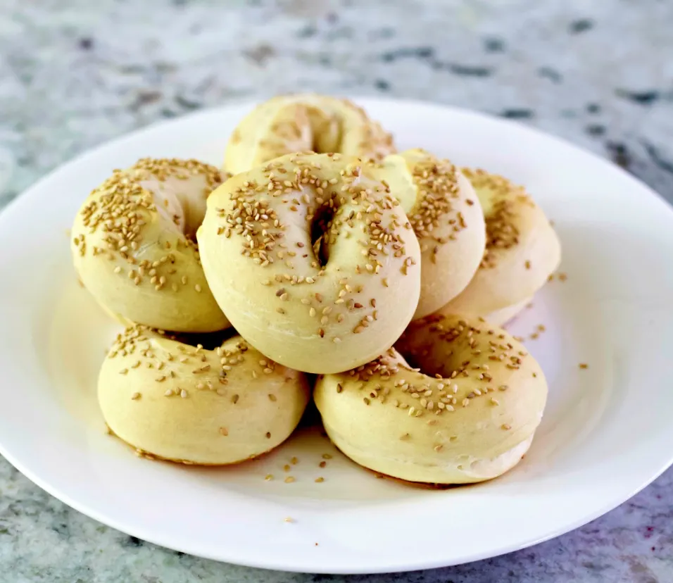 Bagels Made With Bread Flour And Topped With Toasted Sesame Seeds