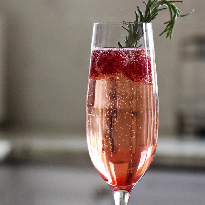 raspberry champagne with rosemary
