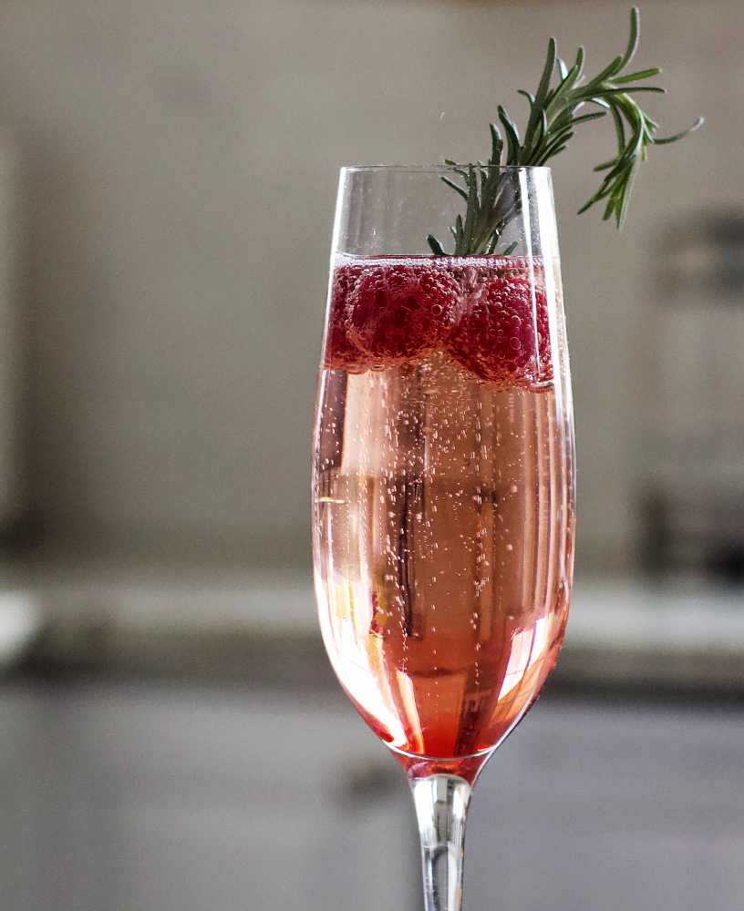 Raspberry Champagne With Rosemary