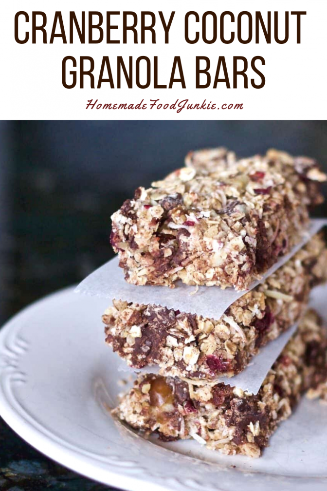 Homemade Healthy Coconut Cranberry Choco Bars 7 Cranberry Coconut Granola Bars-Pin Image