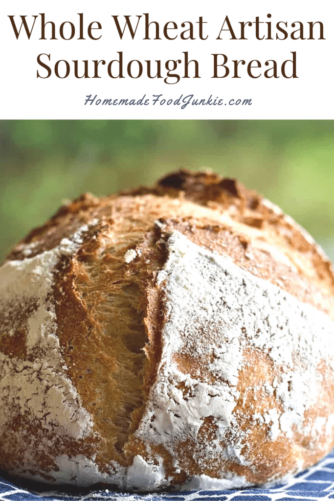 Whole wheat artisan sourdough bread-pin image