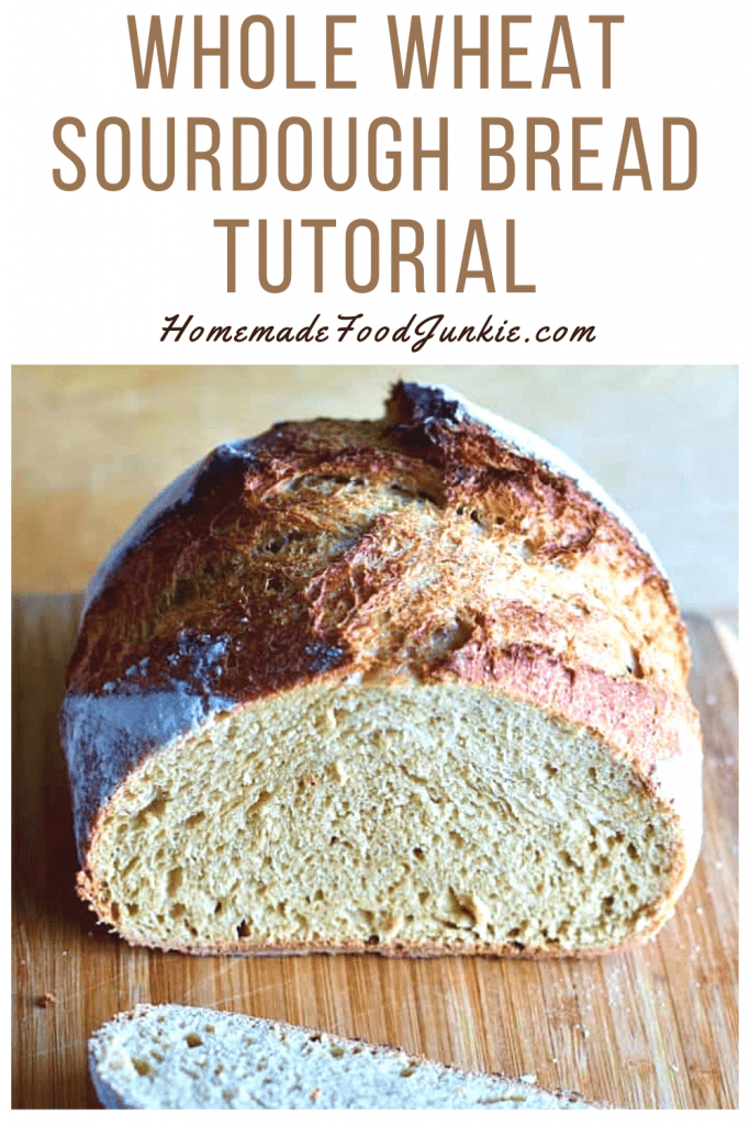 Whole wheat sourdough bread tutorial-pin image