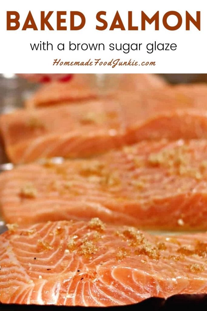 Baked salmon with a brown sugar glaze-pin image