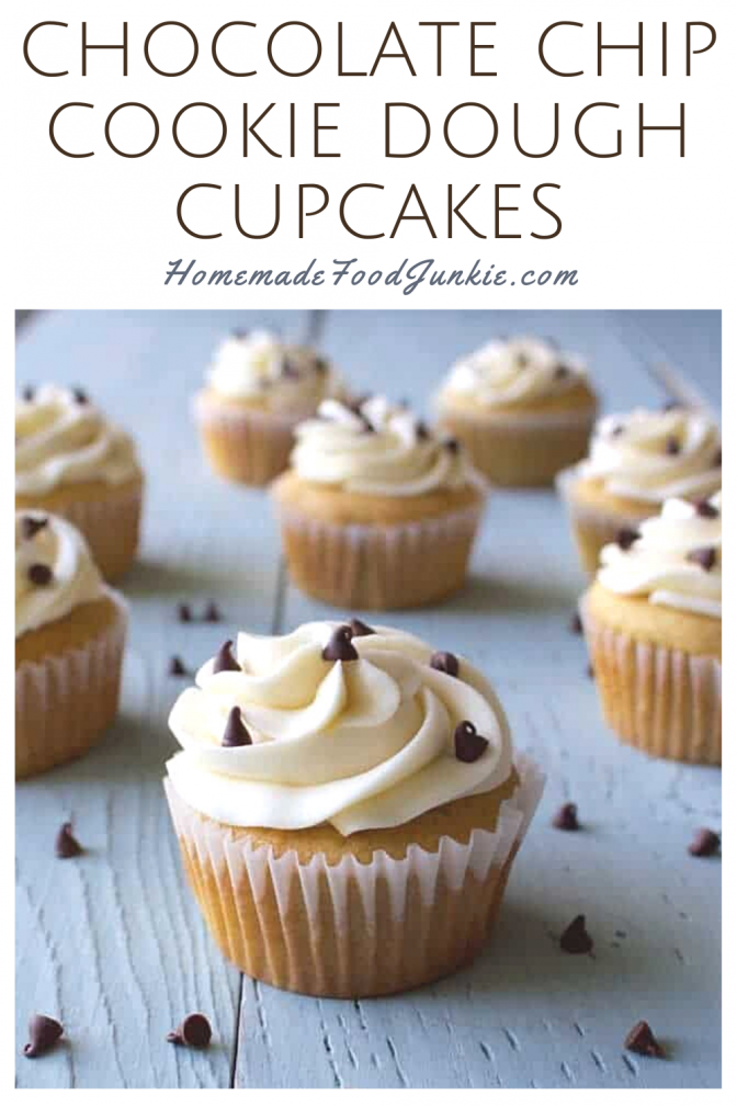 Chocolate Chip Cookie Dough Cupcakes-Pin Image