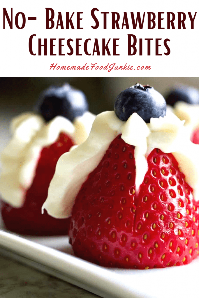 No bake strawberry cheesecake bites-pin image