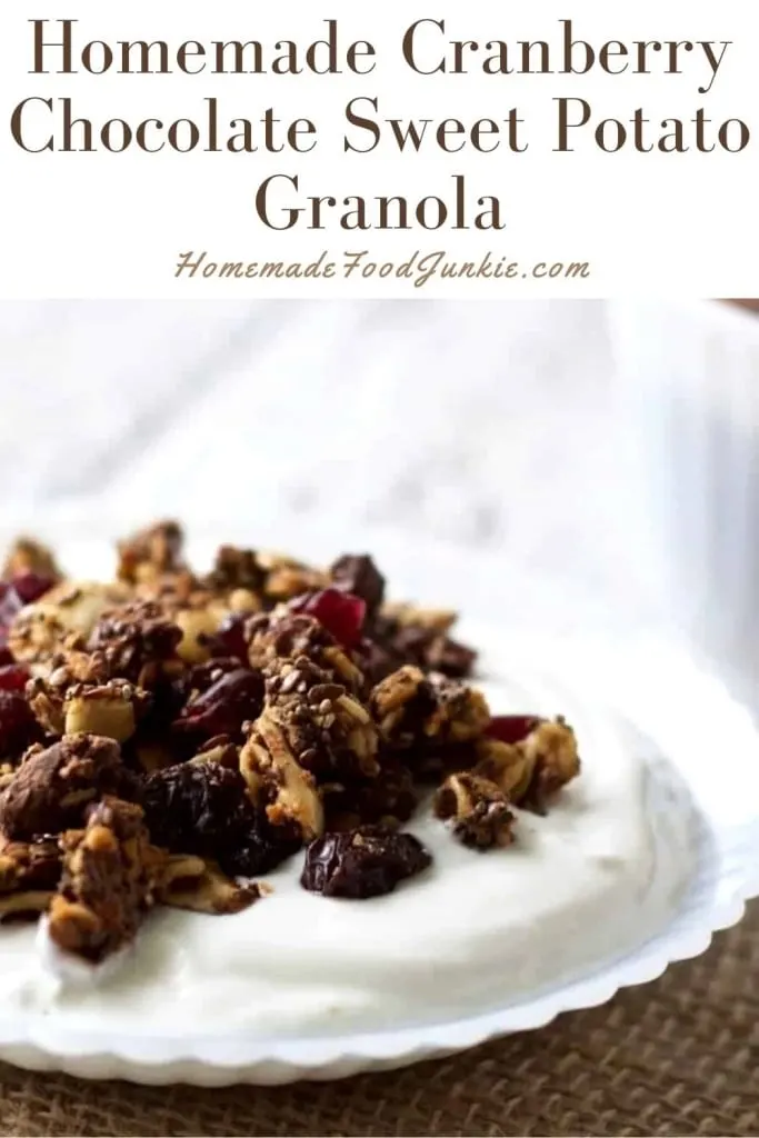 Chocolate Chunk Sweet Potato Granola 4 Homemade Cranberry Chocolate Sweet Potato Granola-Pin Image