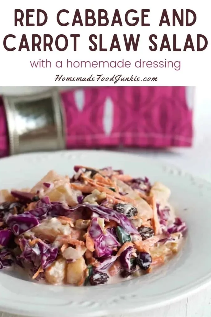 Red Cabbage And Carrot Slaw Salad-Pin Image