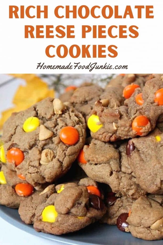 Rich Chocolate Reese Pieces Cookies-Pin Image