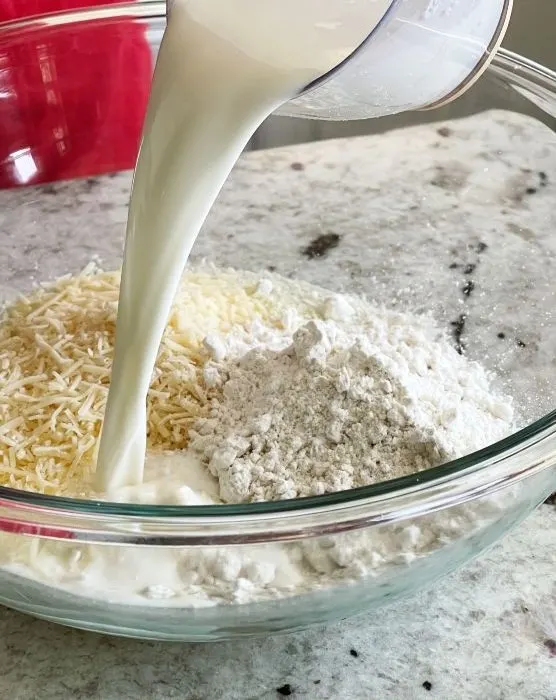 Adding Milk To Batter Ingredients