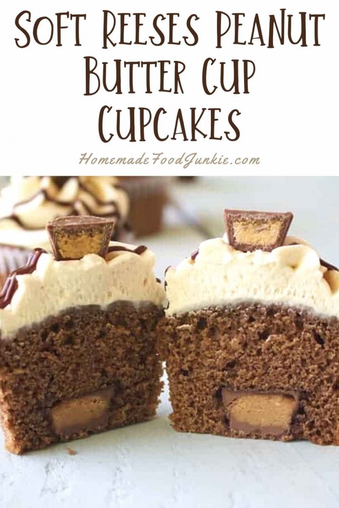Chocolate Nutella Cupcakes 2 Soft Reeses Peanut Butter Cup Cupcakes-Pin Image