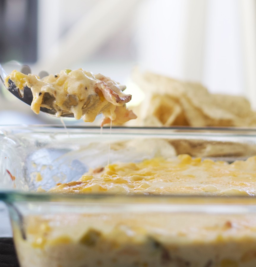 spoonful of roasted corn dip