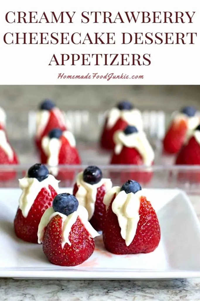 Strawberry Cheesecake Bites No Bake Fruit Appetizers 15 Creamy Strawberry Cheesecake Dessert Appetizers-Pin Image