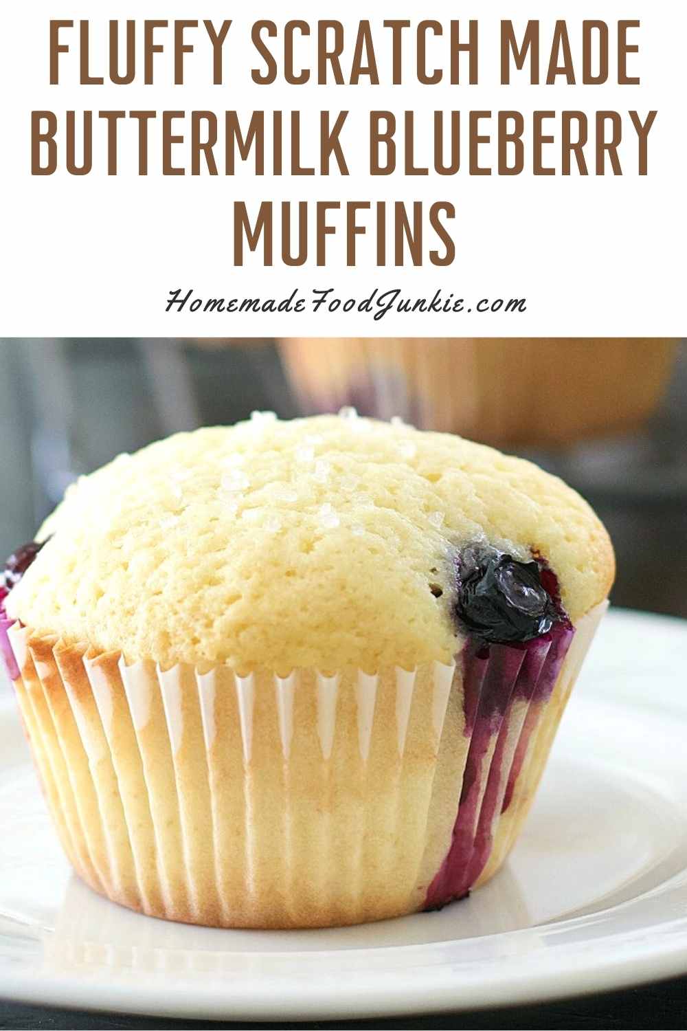 Fluffy Scratch Made Buttermilk Blueberry Muffins-Pin Image