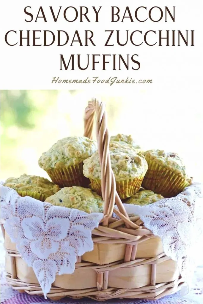Savory Zucchini Bacon Cheese Muffins 12 Savory Bacon Cheddar Zucchini Muffins-Pin Image