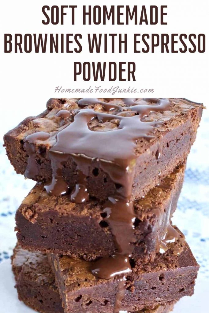 Soft Homemade Brownies With Espresso Powder-Pin Image
