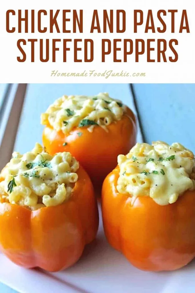 Chicken And Pasta Stuffed Peppers-Pin Image