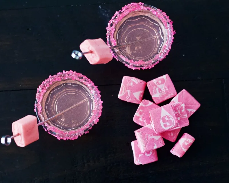 Pink Starburst Shots 2 Starburst Shots On Dark Table