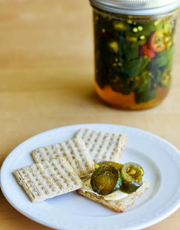 Sweet And Spicy Candied JalapeÑOs 1 Candied Jalapenos On Cream Cheese