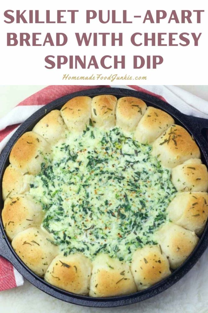 Skillet Pull-Apart Bread With Cheesy Spinach Dip-Pin Image
