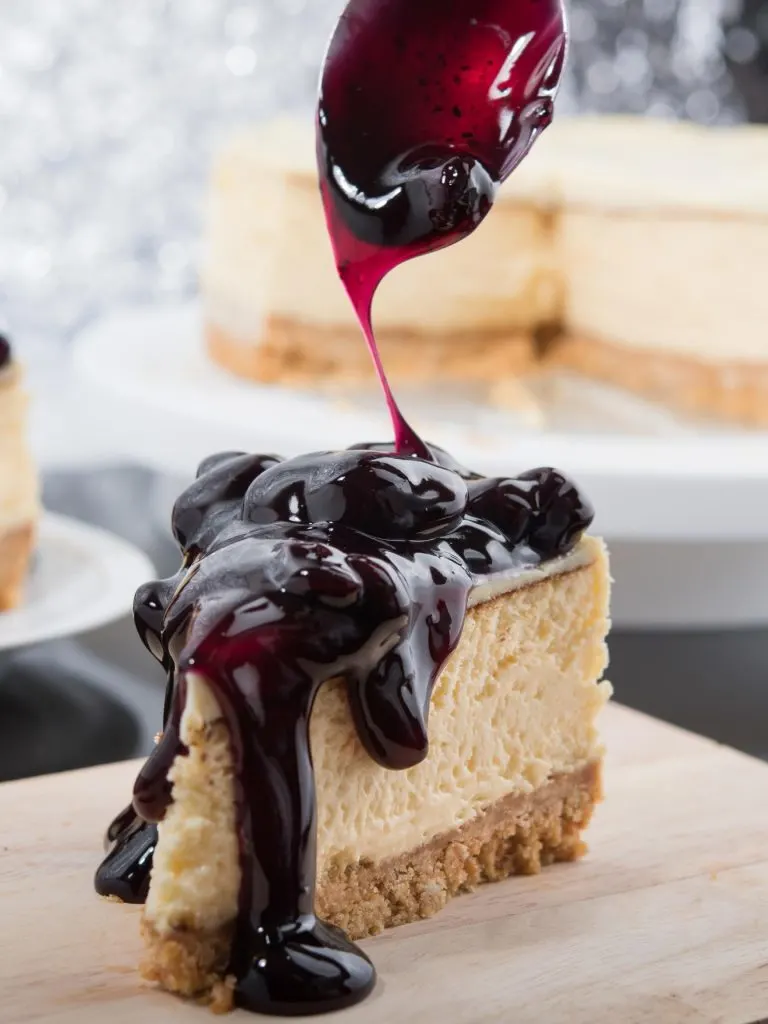 Blueberry Swirl Cheesecake With Blueberry Sauce 1 Blueberry Swirl With Drizzle