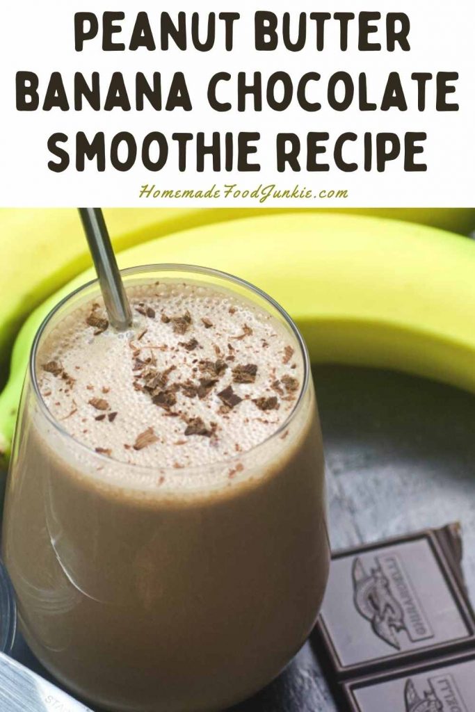 Peanut Butter Banana Chocolate Smoothie Recipe-Pin Image