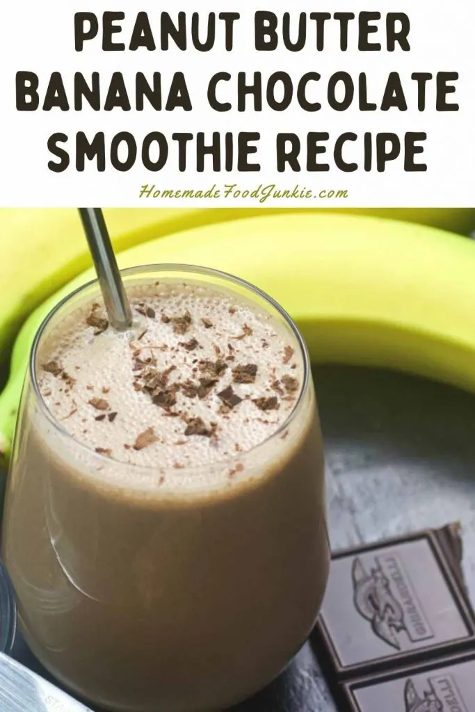 Peanut Butter Banana Chocolate Smoothie Recipe-Pin Image