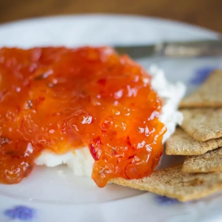 pepper jam on cracker