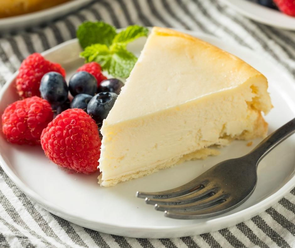 Slice Of Crustless New York Cheesecake With Berries