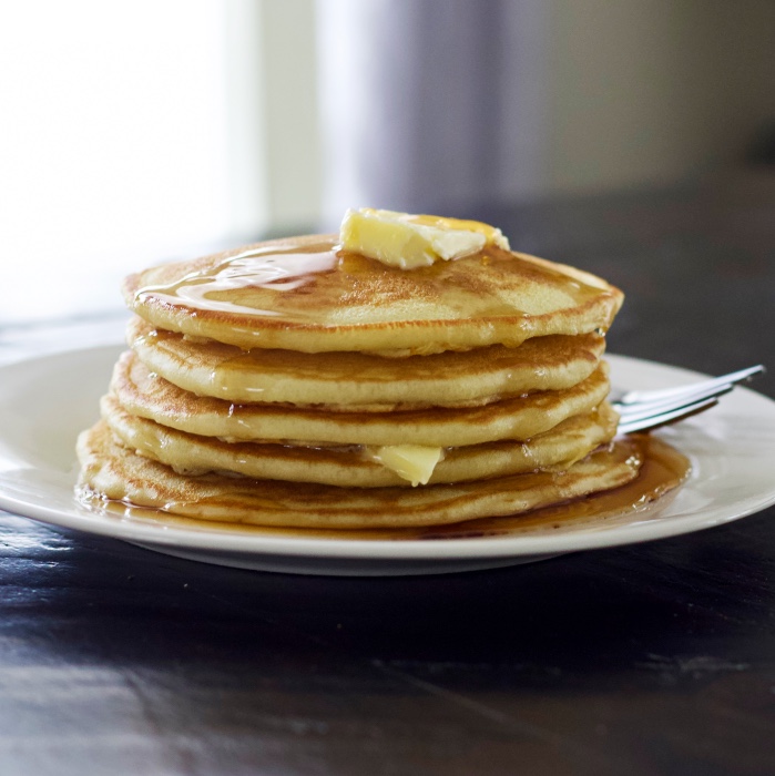 Stack Of Plated Sourdough Pancakes