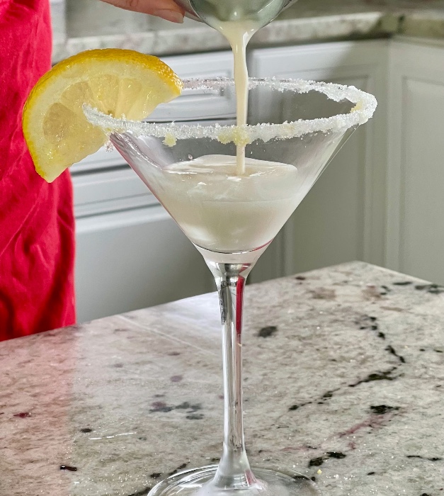 Pouring A Lemon Cake Martini