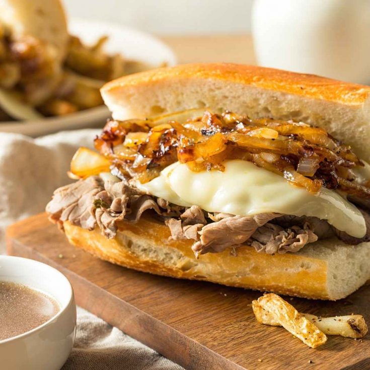 Crock Pot French Dip Sandwich with Caramelized onions